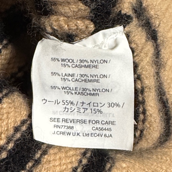 J. CREW Rolled Mock Neck Striped Warm Tan Black Wool Cashmere Blend Sweater XL - Picture 3 of 12